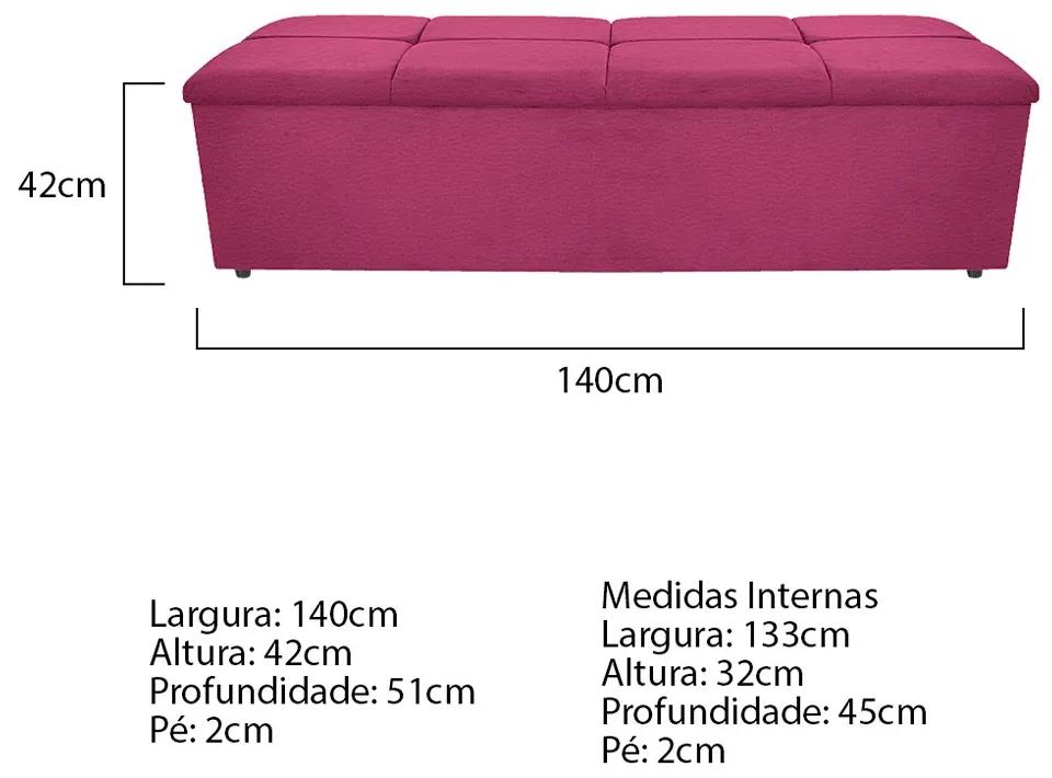 Calçadeira Munique 140 cm Casal Corano Pink - ADJ Decor