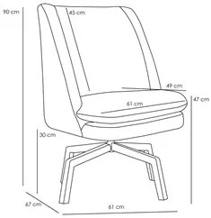 Poltrona Decorativa Giratória Base Ka Madeira Pérsia Linho D-465 Chumb