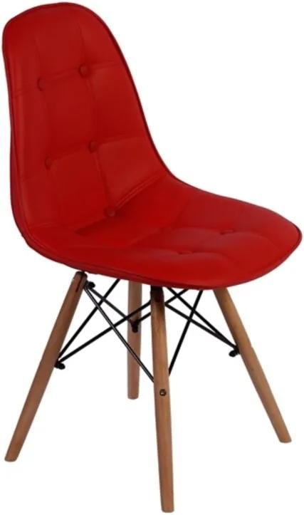 Cadeira Império Brazil Dkr Charles Eames Wood Estofada Botonê Vermelha
