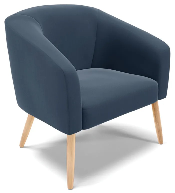 Poltrona Decorativa Pé Palito Natural Kit 2 Stella Suede D03 - D'Rossi - Azul Marinho