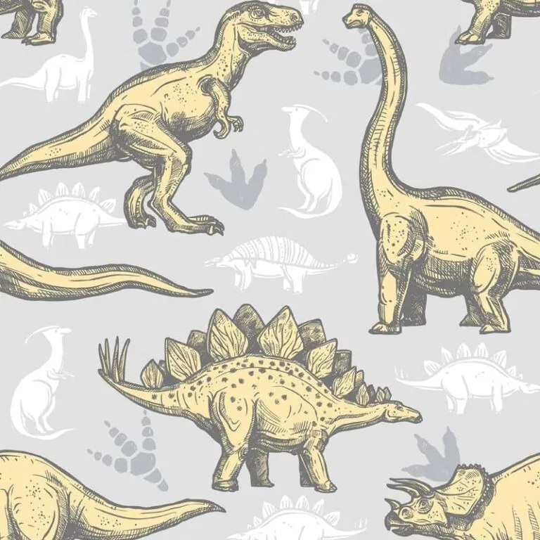 Papel de Parede Adesivo Ambiente Decorado Dino Yellow