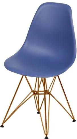 Cadeira Eames Polipropileno Azul Marinho Base Cobre - 49368 Sun House