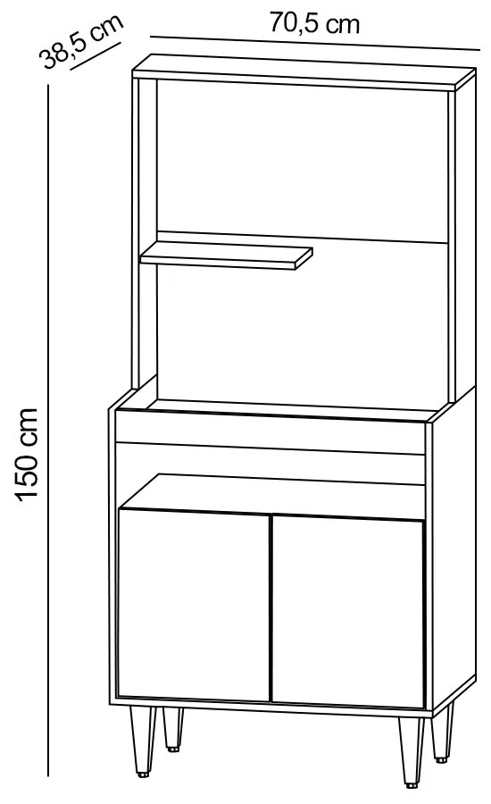 Armário 2 Portas Cantinho do Café Rilary para Cozinha Freijó/Branco M12 - D'Rossi