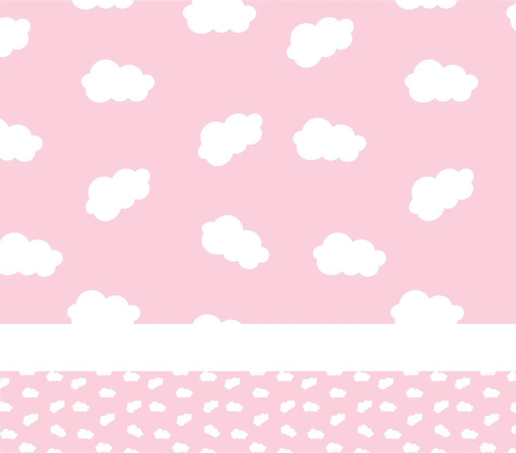 Faixa de Parede Nuvens em Rosa para Quarto Infantil 6mx15cm