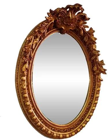 Espelho Clássico Oval Folheado a Ouro com Detalhes na Moldura - 105x80cm