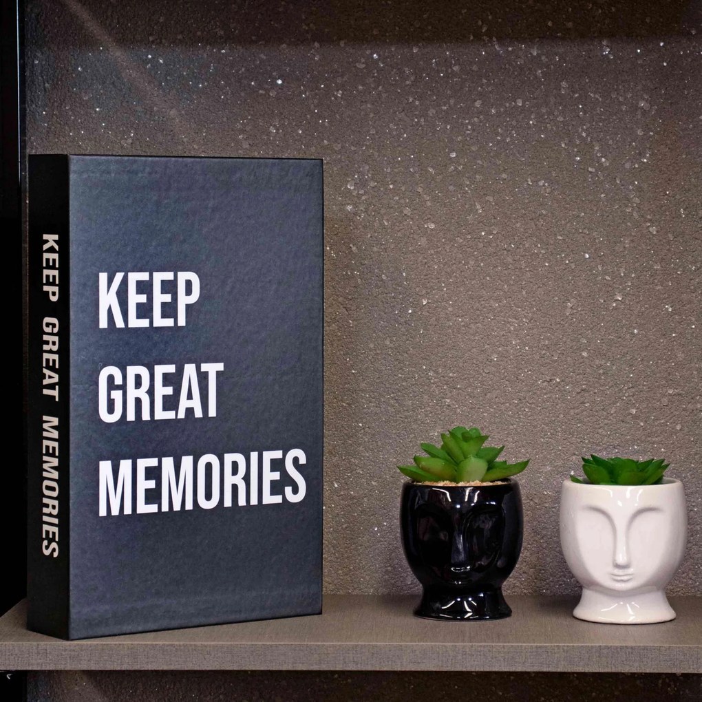 Livro Decorativo de Papel "Keep Great Memories" Preto 27x14x5cm - D'Rossi