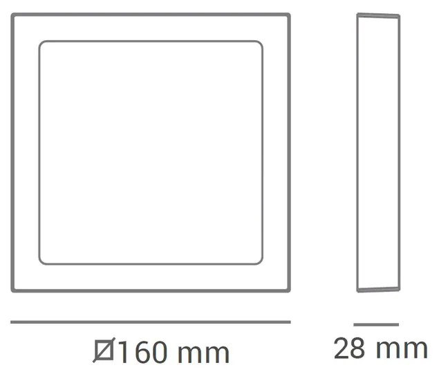 Luminária De Sobrepor Quadrado 12W 6500K Led Bivolt 17X17X3Cm Plafon |... (Branco)