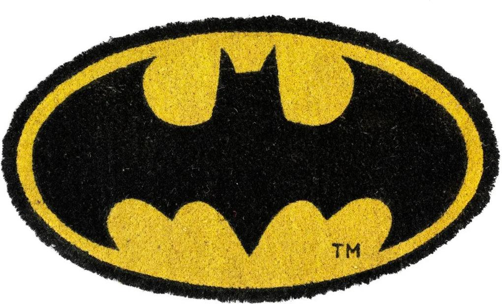Capacho Fibra de Coco Batman Logo Amarelo Dc Comics 40x70cm