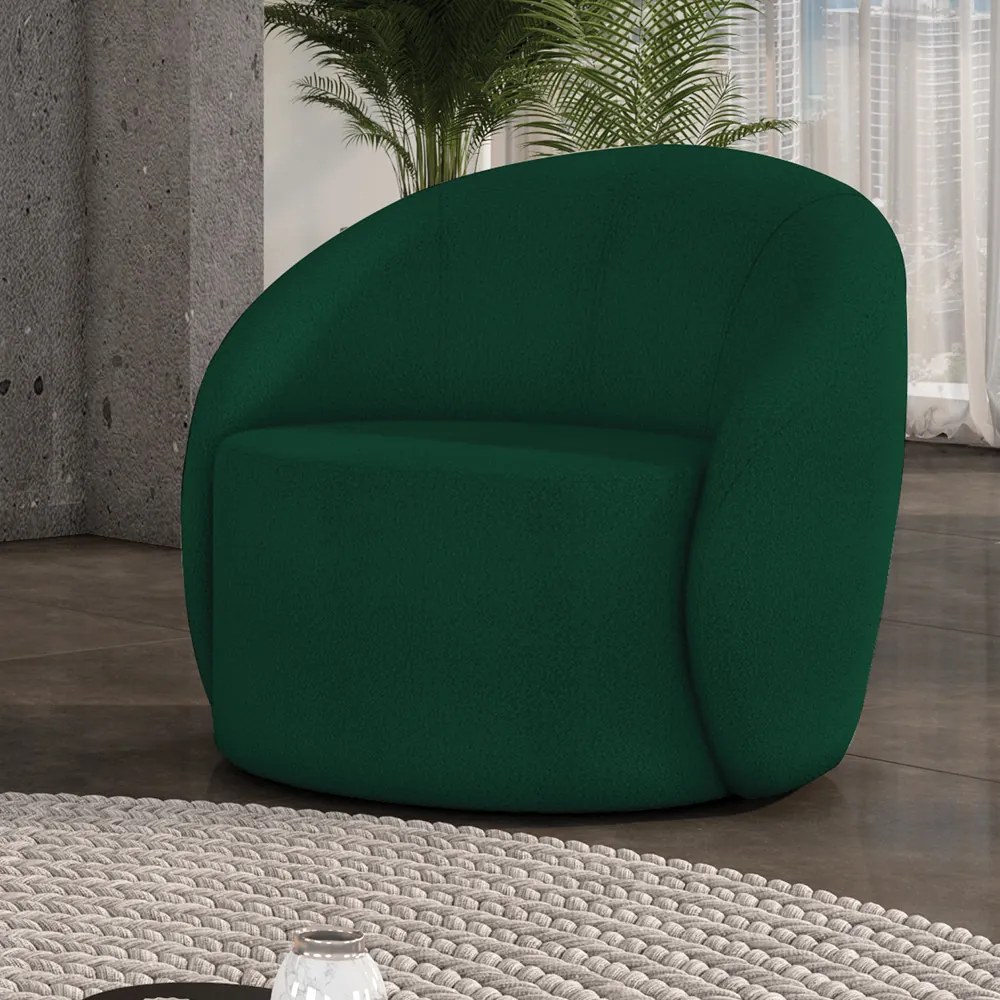 Poltrona Decorativa Orgânica Giratória Lua Bouclê D03 - D'Rossi - Verde