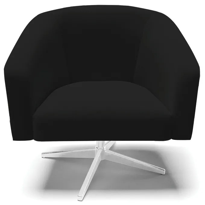 Poltrona Decorativa Giratória Cromada Stella Linho D03 - D'Rossi - A79 Preto