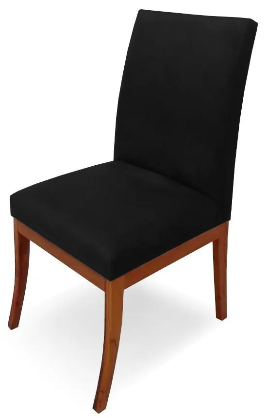 Conjunto 8 Cadeiras Raquel para Sala de Jantar Base de Eucalipto Suede Preto
