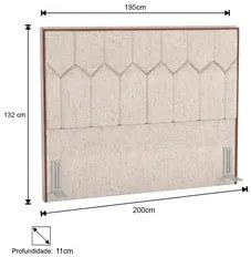 Cabeceira Cama Box Casal King 195cm Órion P02 Linho Cru - Mpozenato