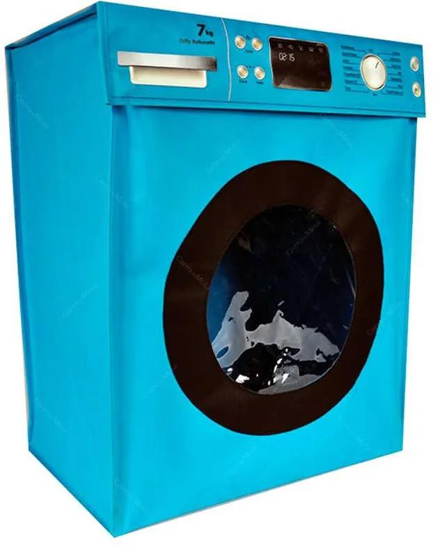 Cesto para Roupas Washing Machine Azul em Poliéster - Urban - 55x45 cm