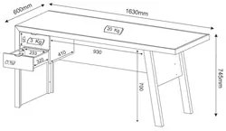 Mesa para Escritório com 02 Gavetas ME4122 Amêndoa - Tecno Mobili