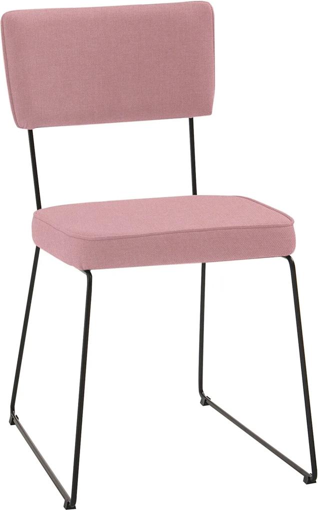 Cadeira Roma Aço Tecido Daf Coral Rosa