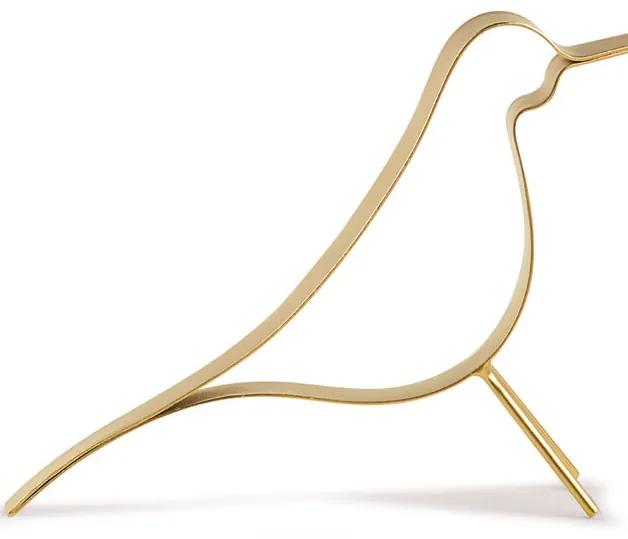 Enfeite Decorativo "Pássaro" em Metal Dourado 19x7 cm - D'Rossi