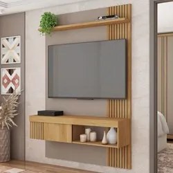 Painel para TV 45 Pol com Bancada Suspensa 120cm Jade Buriti/Fendi - C