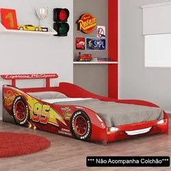 Cama Infantil com Aerofólio 100%MDF Relâmpago McQueen Star P13 Vermelh