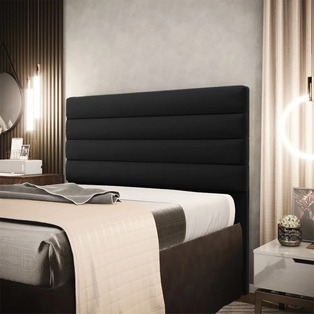 Cabeceira California Para Cama Box King 190 cm Suede Preto - D'Rossi