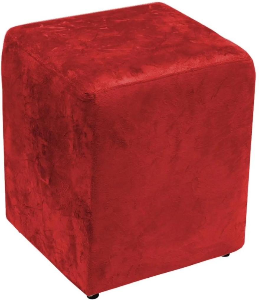 Puff Quadrado Decorativo Suede 485 Lym Decor Vermelho Amassado