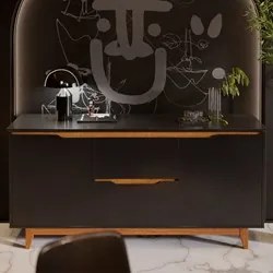 Buffet Aparador para Sala de Jantar 163cm Flow Preto - EJ Móveis