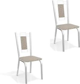Kit 2 Cadeiras para Cozinha Florença Cromado/Linho Marrom - Kappesberg