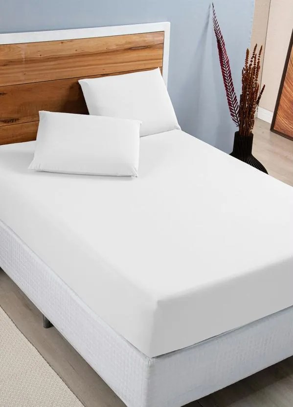 Lençol com Elástico 200 Fios Branco Casal