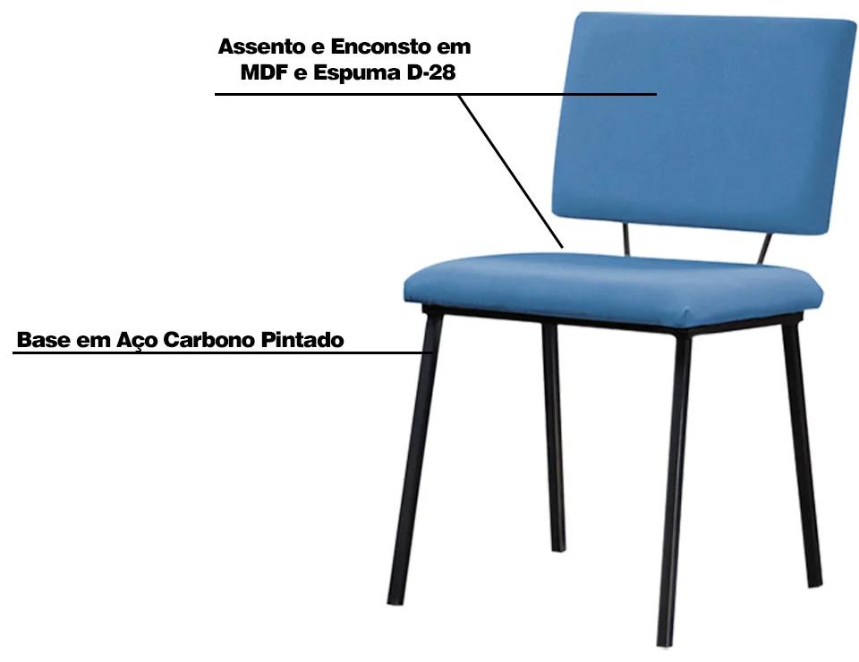 Kit 6 Cadeiras Decorativas Sala de Jantar Fennel Linho Azul Jeans G17 - Gran Belo