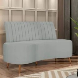 Sofá 2 Lugares para Sala Living 135cm Pés Palito Tamar Z08 Boucle Cinz