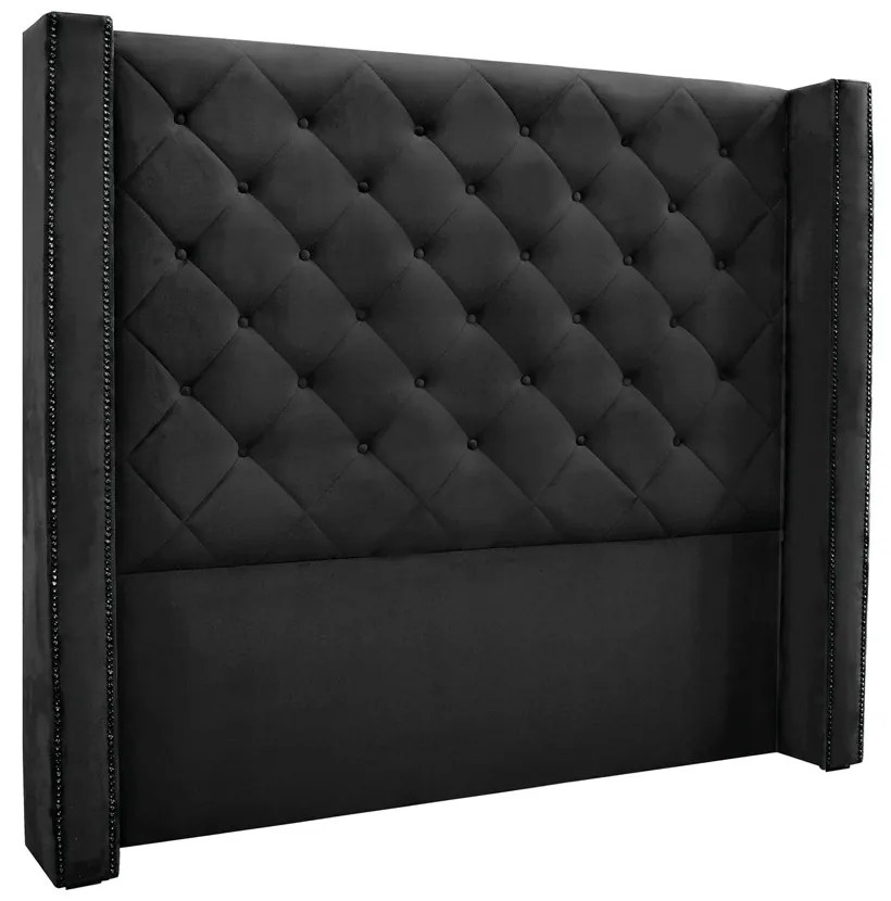 Cabeceira Cama Box Solteiro 90 cm Vicenza Veludo Preto S04 - D'Rossi