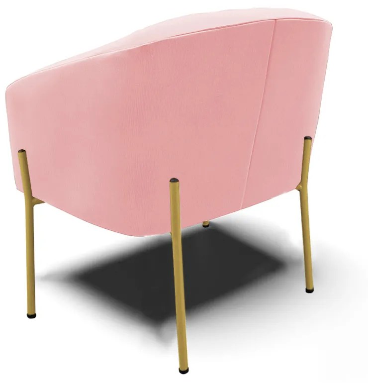Poltrona Decorativa Pé de Ferro Dourado Stella Suede D03 - D'Rossi - Rosa Bebê