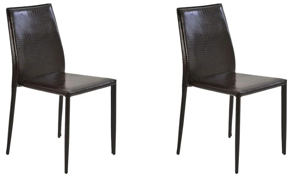 Kit 2 Cadeiras Decorativas Sala e Cozinha Karma PVC Marrom Crocco - Gran Belo