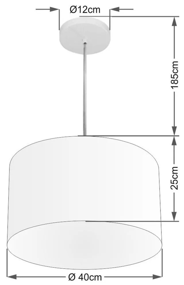 Lustre Pendente Cilíndrico Vivare Md-4244 Cúpula em Tecido 40x25cm - Bivolt