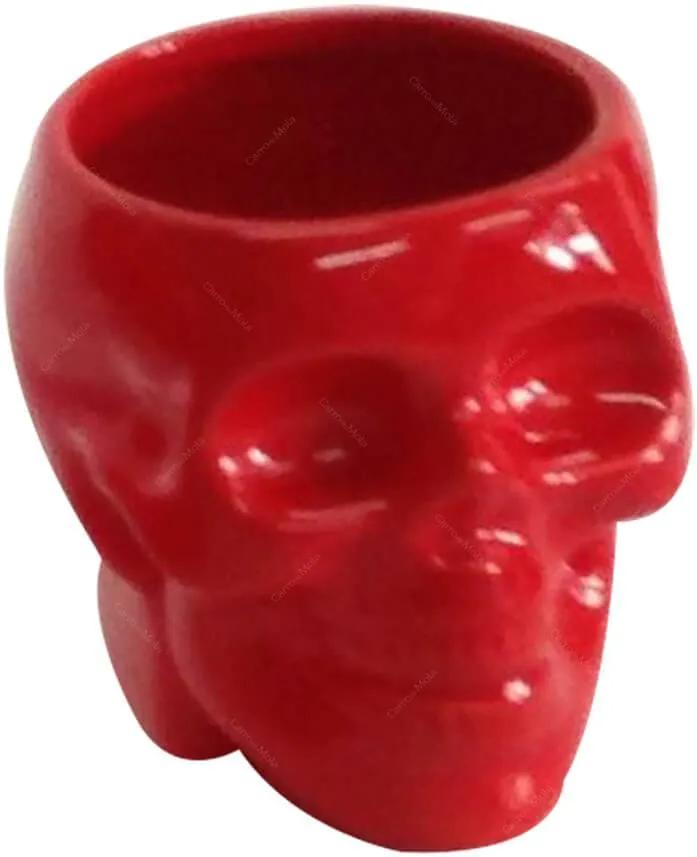 Pote sem Tampa Skull Vermelho Brilhante Pequeno em Cerâmica - Urban