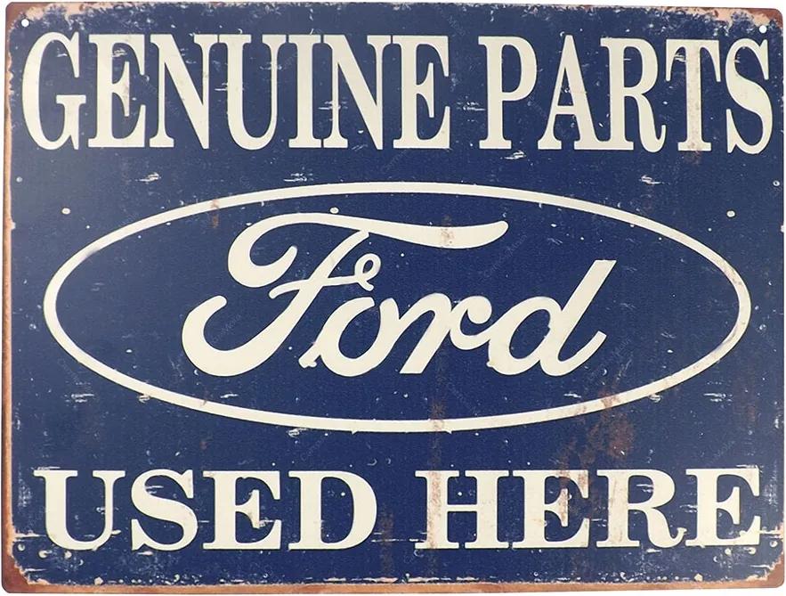 Placa Decorativa Genuine Parts Ford Média em Metal - 30x20cm