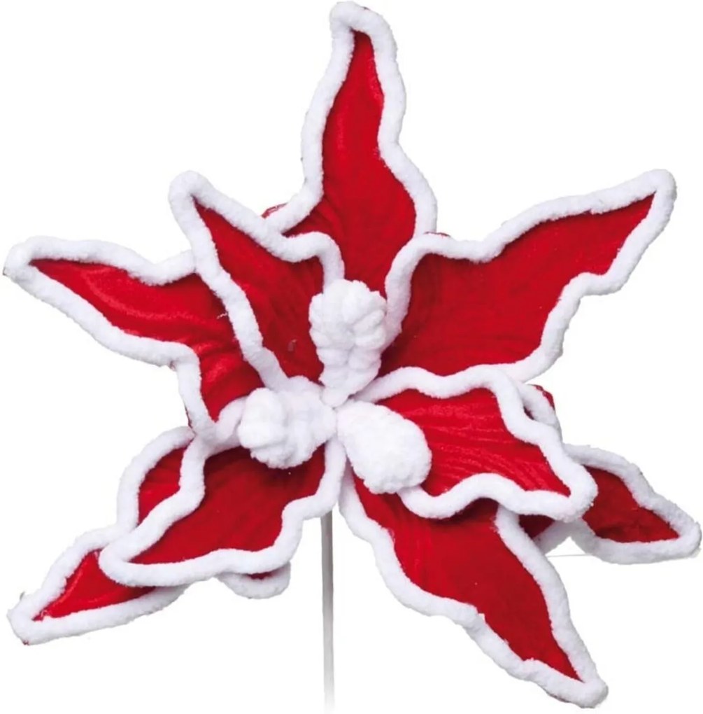 Flor artificial decoração natal poinsetia veludo vermelha