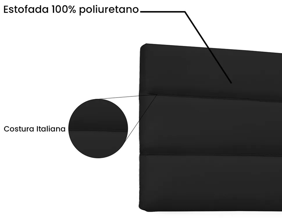 Cabeceira Painel La Italiana Para Cama Box Solteiro 90 cm Corino - D'Rossi - Preto