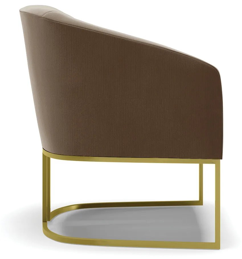 Poltrona Decorativa Industrial Dourado kit 2 Stella Suede D03 - D'Rossi - Marrom