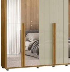Guarda Roupa Casal 278cm 6 Portas 8 Espelhos Zac Opala/Cumaru Z10 - Mp