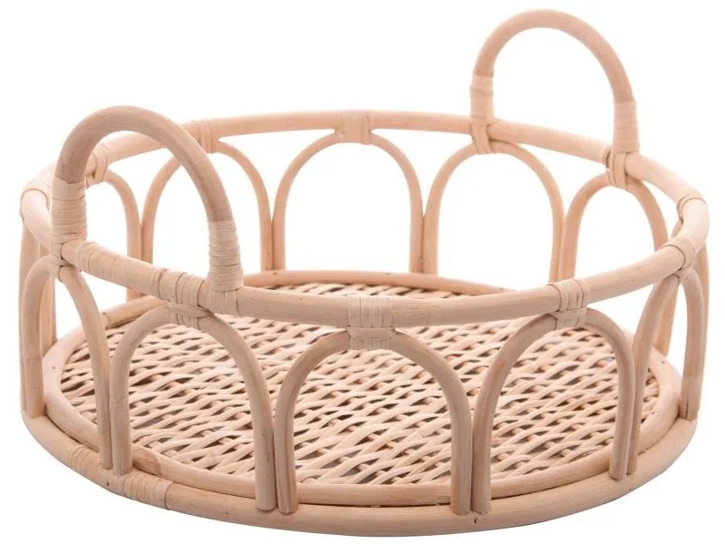 Bandeja Redonda De Rattan Com Alça Nature 30x30x10cm 29497 Wolff