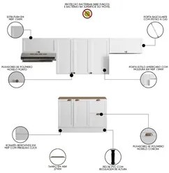 Armário de Cozinha Modulado 4 Peças Com Tampo CJ10 Duna P09 Branco - M