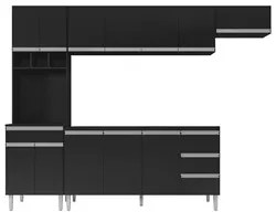 Cozinha Modulada 4 Peças Balcão sem Tampo 160cm Andréia Preto - AJL Mó