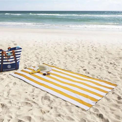 Toalha de Praia / Piscina Stripes em Algodão - Santista Amarelo