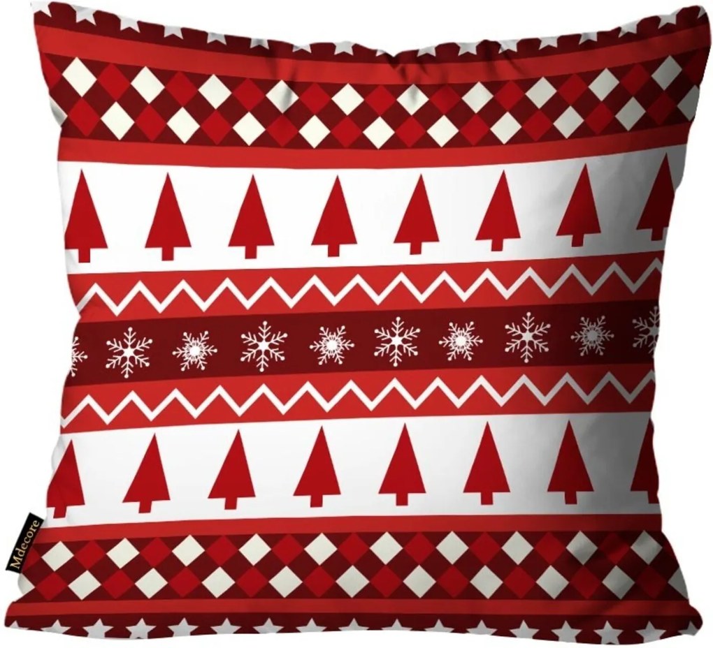 Almofada Premium Cetim Mdecore Natal Arvore de Natal Vermelha 45x45cm