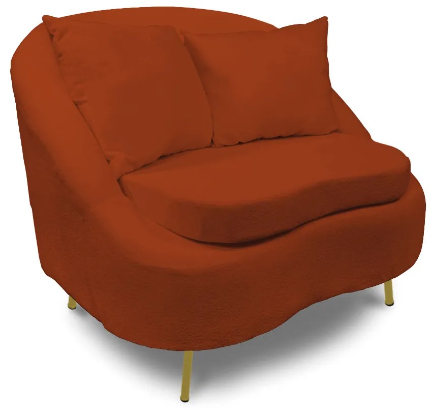 Poltrona Decorativa Orgânica Pé Ferro Dourado Zaya Bouclê Terra C05 - D'Rossi