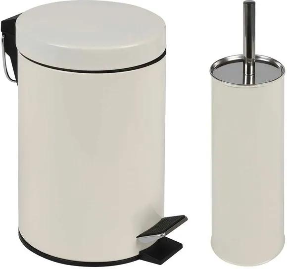 Conjunto Ágata Lixeira 3 Litros e Escova para Higienização de Vaso Sanitário Beg