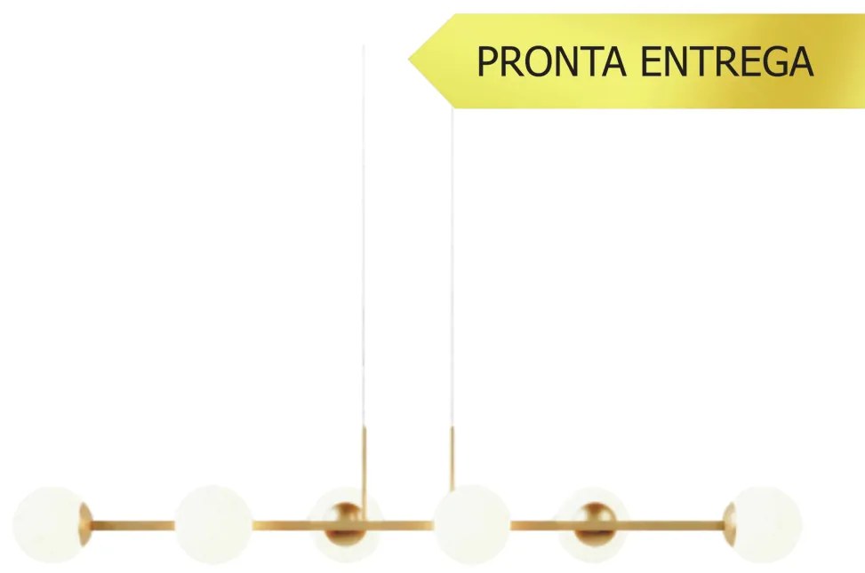 Pendente Line Long Retângular 26X12X125Cm Alumínio E Globo Ø12Cm Fosco... (PRETO, FOSCO)