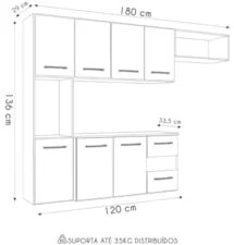 Armário de Cozinha Compacta Suspensa Jully N03 Freijó/Off White - Mpoz