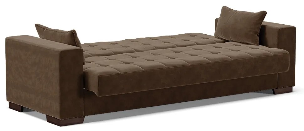 Sofá Cama 02 lugares Lisboa Suede Pés de Madeira - D'Rossi - Marrom