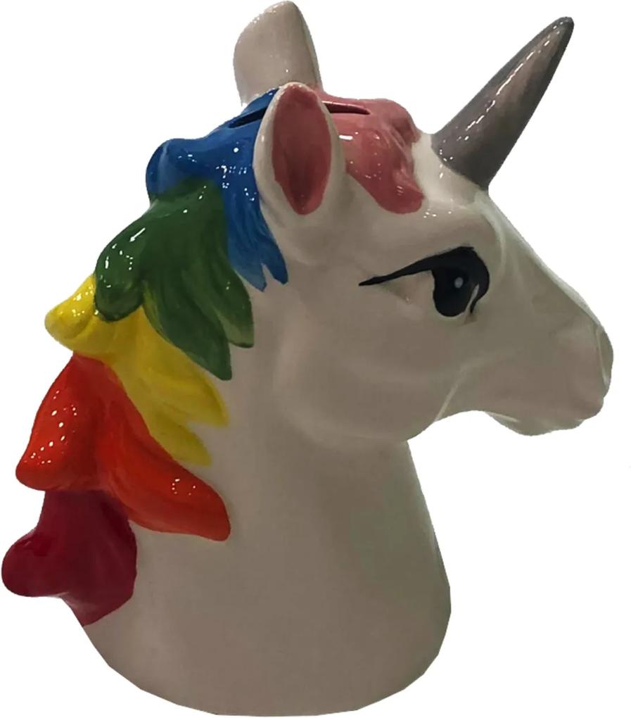 Cofre Ceramica Busto Unicornio Colorida Decorativo Infantil